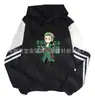 Sudadera Holgada de Terciopelo con Personajes de Anime Bor para Otoño e Invierno 2025 con Colores Empalmados Sudadera con Capucha Versátil y Moderna Top de Manga Larga