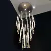 Lámpara Colgante Larga de Escalera de Doble Altura de Lujo Ligero, Moderna Minimalista para Sala de Estar de Villa de Doble Altura, Escalera de Caracol, Apartamento Loft