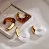 Pendientes de resina con diseño de carey marrón estilo vintage transfronterizos, estilo Maillard de lujo ligero con un toque de alta gama, pendientes nicho y exagerados