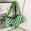 2023 Nova moda Nylon Bolsa Feminina elegante Plaid Girl Shopping Shoulder Bag Moda Estudante Classe Crossbody Bag Mulheres