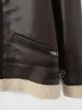 Chaqueta integrada de piel sintética PU de comercio exterior transfronterizo para mujer, con cuello de imitación de lana de cordero, bolsillos con cremallera y estilo retro de motocicleta