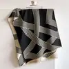 Cachecol geométrico de listras irregulares estilo coreano para mulheres, novo xale grande versátil de dupla face em imitação de cashmere para outono e inverno, aquecedor de pescoço quente