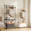 Perchero de pie para el hogar, tendedero de ropa, poste móvil para secar ropa en interiores para dormitorio, estante de almacenamiento para artículos varios, almacenamiento de perchas
