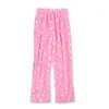 Pijama de franela para mujer de otoño e invierno, engrosado y ensanchado, cálido, de forro polar de coral, con dibujos animados lindos, conjunto de ropa para casa, Venta al por mayor