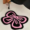 Alfombra Adorable con Forma de Lazo de Imitación Cachemir para Dormitorio del Hogar, Antideslizante, Resistente a Manchas, Alfombra de Mesita de Noche, Suave Absorbente de Agua, Felpudo para Baño