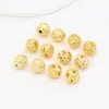 Cuentas de Sandía Cobre Puro Chapado en Oro Real 18K Cuentas Huecas Rayadas Cuentas Redondas Cuentas Doradas Cuentas Espaciadoras Cuentas para Pulsera D139B