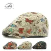 Nuevo Sombrero Boina para Mujer Otoño/Invierno Estilo Étnico Personalizado Jacquard Retro Boina Pico de Pato Gorra Adelantada