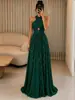 2026 Nova Moda Europeia e Americana Feminina Chiffon Gola Cruzada Sem Mangas Costas Abertas Festa Madrinha Casamento Vestido