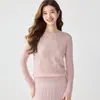 Suéter 100% Cachemir Puro para Mujer, Cuello Redondo, Calado, Capa Base, Tejido Cálido, Elegante, Moderno, Versátil, Capa Base, Ropa de Punto