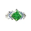 Anel Quadrado Gelo Flor Cortado Diamante de Alto Carbono S925 Clássico Luxo Leve Feminino Moda Commuting Micro-incrustado Anel Uso Diário