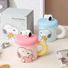 Taza de cerámica con tapa de Snoopy para pareja, ideal como regalo de cumpleaños para mujer, ideal para la oficina o el hogar.