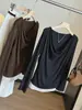 Estilo puramente seductor, camiseta de manga larga tipo dos piezas para mujer, nueva colección de principios de otoño, entallada en la cintura, adelgazante, capa interior, top estiloso