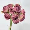 Ramo de rosas de borde quemado simuladas de 12 cabezas ramo simulado sentido avanzado ramo falso rosas de borde quemado simuladas flor de seda