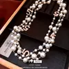 Colar de Número Vintage com Pérolas Estilo Francês, Corrente de Suéter Elegante e na Moda Estilo Corte, Colar de Luxo Leve de Alta Qualidade para Mulheres