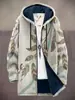 2025 Cardigan Casual con Cremallera y Capucha para Hombre con Patrón Multicolor de Algodón Chaqueta con Forro Gris DIY