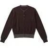 Toma real, precio real, azul marino, cuello redondo, dos piezas falsas, sentido del diseño, top, para mujer, nuevo estilo otoño e invierno, manga larga, a rayas, cárdigan de punto