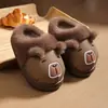 Pantuflas de Algodón para Niños con Capibara de Invierno Nueva Superficie de Cuero PU Impermeables Dibujos Animados Lindos Zapatos de Felpa para el Hogar para Niños y Niñas