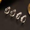 Plata Esterlina S925 Zircón Negro Pendientes de Aro Enroscados con Línea Irregular Enroscada Raistdrill Pendientes de Aro de Alta Gama Cool Handsome para Mujer