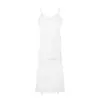 Vestido de tirantes con escote en V de encaje francés para mujer, vacaciones de verano, falda asimétrica, blanco, cintura bonita, falda de longitud media