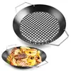 Atacado de fábrica aço inoxidável redondo doméstico ao ar livre placa de churrasco coreana placa com furo para gordura placa com furo para gordura utensílios de churrasco atacado