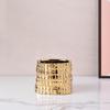 Jarrón de cerámica geométrico abstracto de rejilla de lujo ligero moderno con electrochapado en oro y plata decoración suave para el hogar decoración