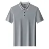 Nueva Camiseta de Manga Corta para Hombre de Verano con Bolsillos Reales, Estilo Papá, Camiseta de Manga Corta para Hombre de Punto Rayado para Negocios Casual