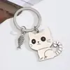 Chaveiro Criativo de Gatinho em Aço Inoxidável Moda Fofa Simples Pingente para Bolsa Chave de Carro Pingente Presente Atacado