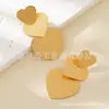 Suministro Transfronterizo, Dinámico, Moderno, Apilamiento de Rayas Irregulares, Pendientes de Tres Corazones para Mujer, Joyería de Temperamento Retro