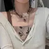 Colar de Madeira Tecida com Flor Feminino Novo Estilo Étnico Chinoiserie Gargantilha Corrente para Clavícula Acessórios Retrô Camélia Joias