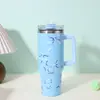 Impresión Nuevo Vaso para Coche de 40 oz Vaso Grande para Hielo Big Mac Vaso Portátil con Asa Gran Capacidad Vaso de Agua con Popote Impresión UV 3D