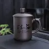 Caneca de Chá para Escritório de Areia Roxa Mineral Original com Gravação, Caneca de Água Grande Personalizada com Tampa, Xícara de Chá, Caneca de Cerâmica, Personalizada
