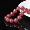 Cuentas Sueltas de Cristal de Fresa Roja Natural, Material de Cristal Rosa y Translúcido, Alto Valor Estético, Suaves Accesorios para Abalorios Hechos a Mano DIY