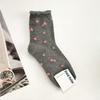 Calcetines para Mujer con Pequeños Estampados Florales, Calcetines de Media Pantorrilla, Calcetines de Algodón Dongdaemun Vívidos Absorbentes de Sudor, Versátiles para el Campus y el Uso Casual