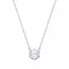 Collar de Moda Europeo y Americano Transfronterizo Chapado en Oro Blanco Moissanita de 1 Quilate Lujo Ligero Colgante de Moissanita de Cuatro Garras Cadena para Clavícula