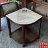 Mesa de té de mahjong en forma de abanico, estante de almacenamiento de madera maciza y losa de piedra para hotel, juego de té para sala de ajedrez y cartas, mesa de té anti-quemaduras para sala de té
