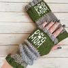 Guantes de Punto Cálidos y de Moda para Mujer de Otoño e Invierno, Guantes Cálidos para Exteriores de Medio Dedo con Hilo Acrílico y Diseño de Bloques de Color, Transfronterizo