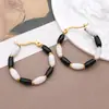 1 Par de Brincos de Aço Titânio Geométricos em Forma de U com Esmalte em Gota de Óleo de Aço Inoxidável, Dois Tons, Bambu, Personalizados, Modernos