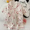 Pijama de Algodón Nube Tailandés para Mujer, Ropa de Casa de Manga Corta Estilo Coreano de Verano con Dibujos Animados Lindos, Conjunto de Dos Piezas al por Mayor