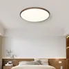 Lámpara de Techo LED para Sala de Estar Estilo Medieval Grano de Madera de Nogal Lámpara para Dormitorio Ultrafina Sin Costuras Espectro Completo Protección Ocular Lámpara para Habitación
