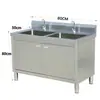 Gabinete de Cocina de Acero Inoxidable 304 Estilo Gabinete Fregadero Lavado de Manos Lavado de Verduras Fregadero de Gabinete Integrado Plataforma de Fregadero de un Solo Tazón