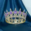 Tiara Nupcial Barroca Redonda de Corona de Belleza de Alta Gama Retro de Aleación con Gota de Agua 16 de Venta Caliente Europea y Americana
