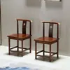 Juego de Sillas de Tres Piezas Estilo Antiguo de Madera Maciza, Estilo Chino Nuevo con Reposabrazos, Silla de Maestro, Silla Sombrero de Funcionario, Silla con Respaldo, Mesa de Té, Silla de Comedor