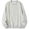 Suéter de cuello redondo con forro de forro polar pesado color gris mélange 500g color sólido holgado simple interior cálido camisa base chaqueta invierno para hombre