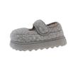 Sapatos Mary Jane de Algodão com Solado Grosso, Sapatos Peludos Quentes Antiderrapantes para Mulheres, Sapatos de Algodão com Forro de Lã Outono e Inverno 2025 para Mulheres
