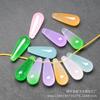 Colgante de Gota de Jade Colorido 8x21mm Pendientes DIY Estilo Antiguo con Accesorios para Solapa
