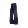Pantalones largos talla extra para adolescentes, pantalones deportivos casuales holgados de estilo americano a rayas, pantalones rectos de pierna ancha para hombre