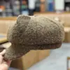 Chapéu Oitavado de Pelúcia com Orelhas Fofas para Mulheres Outono e Inverno Versão Coreana Desenho Animado Versátil Celebridade da Internet Estudante Chapéu de Boina Tendência