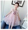 Vestido de niña 2024 verano niños lentejuelas estrellas falda de gasa abullonada falda de princesa transfronterizo una generación de cabello