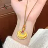 Loja de ouro mesmo estilo ouro antigo acessórios diy diamante escovado pingente cadeado ruyi colar nova corrente de suéter chinesa feminina
