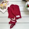 Guantes de Punto Coreanos con Estampado Floral y Cuello Halter para Mujer, Mezcla de Lana, Guantes de Invierno de Dedos Completos Compatibles con Pantalla Táctil, Cálidos y Resistentes al Frío